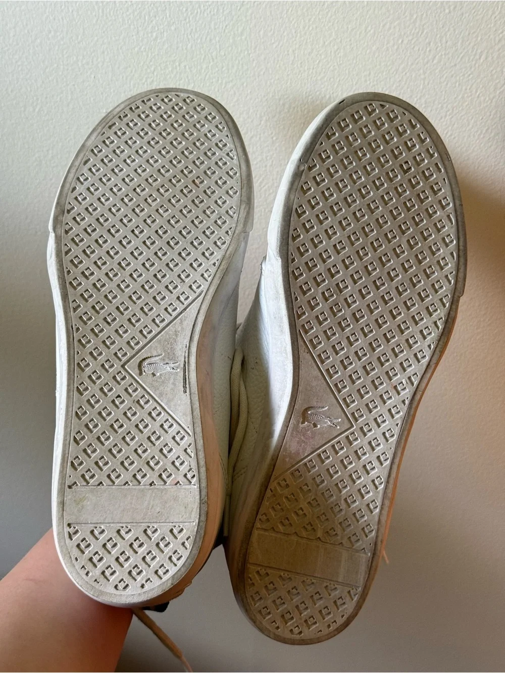 Lacoste Men’s White Leather Sneakers with Green Heel Tabs
